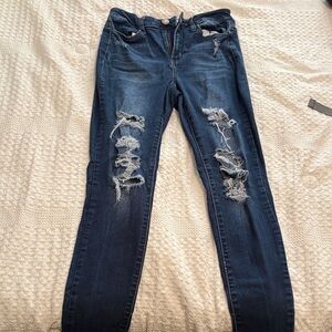 SO Dark Blue Distressed Skinny Jeans